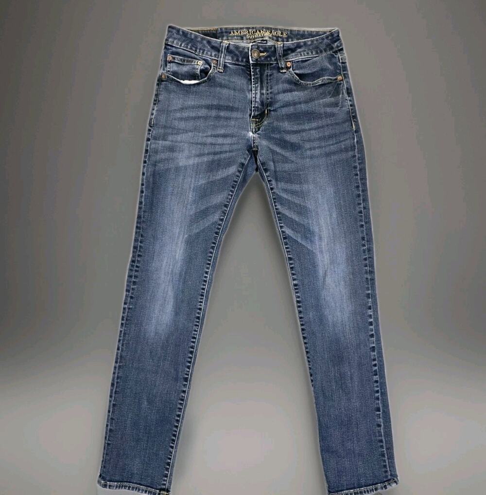 American Eagle Jeans Mens 30x32 Slim Strait Actual Airflex Blue Denim Pants Medi